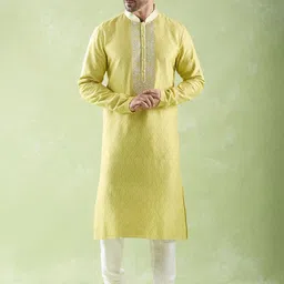 Arihant Rai Sinha Men Ethnic Motifs Embroidered Regular Thread Work Pure Silk Kurta with Churidar-picture-14
