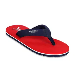 Carlton London Men Navy Blue & Red Solid Thong Flip Flops-picture-6
