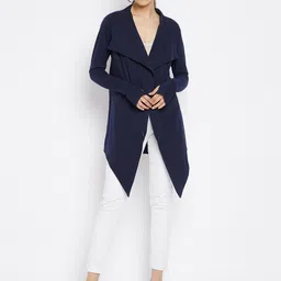 Hypernation Women Navy Blue Longline Shrug-66