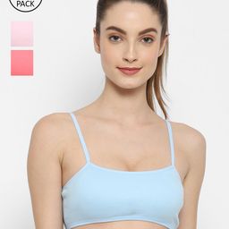 Floret Pack-3 Blue & Pink Bralette Bra-image-56