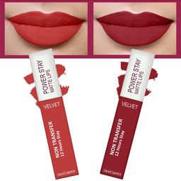 FORFOR Set of 2 Power Stay Matte Lips Non-Transfer 12 Hours Stay Velvet Matte Liquid Lipstick 4 ml Each- Candy Red 01- Peppy Red 22-7
