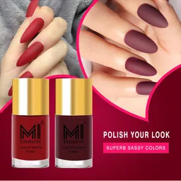 MI FASHION Set of 2 Velvet Matte Long Lasting Nail Polish 9.9 ml Each - Shades 22 & 26-14