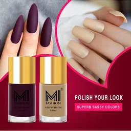 MI FASHION Set of 2 Velvet Matte Long Lasting Nail Polish 9.9 ml Each - Shades 37 & 32-image-62