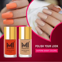MI FASHION Set of 2 Velvet Matte Long Lasting Nail Polish 9.9 ml Each - Shades 16 & 28-image-74