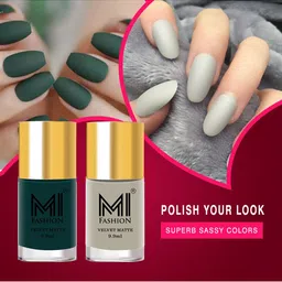 MI FASHION Set of 2 Velvet Matte Long Lasting Nail Polish 9.9 ml Each - Shades 12 & 46-49