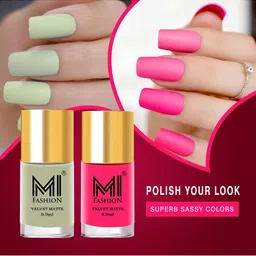 MI FASHION Set of 2 Velvet Matte Long Lasting Nail Polish 9.9 ml Each - Shades 13 & 40-14