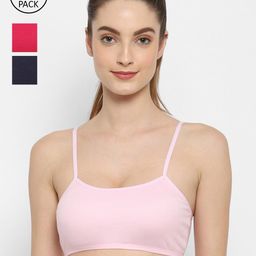 Floret Pack-3 Pink & Navy Blue Bralette Bra-image-62