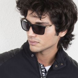 Ted Smith Unisex Grey Lens & Black Wayfarer Sunglasses with UV Protected Lens DART_C1-33