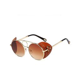 AUGEN Unisex Brown Lens & Gold Round Sunglasses with UV Protected Lens VI-SG-95535-C1-image-53