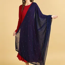 Dupatta Bazaar Floral Embroidered Sequinned Chiffon Dupatta-image-53