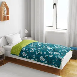 Divine Casa Blue & Green Floral Microfiber Mild Winter 120 GSM Single Bed Comforter-image-49
