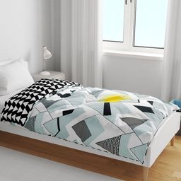 Divine Casa Yellow & Blue Geometric Microfiber AC Room 120 GSM Single Bed Blanket-image-54