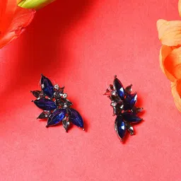 SOHI Women Blue Silver Plated Contemporary Designer Stone Studs Earrings-46