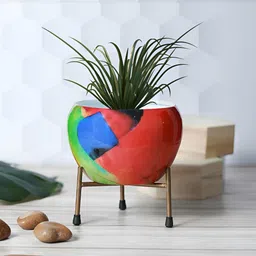 Homspurts Red Metal Planter with Stand-27