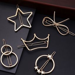 Yellow Chimes Star Bow Set of 5 Gold-Toned Alligator Clips Hair Pins-18