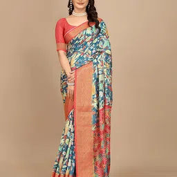 Pionex Floral Zari Pure Chiffon Saree-image-89