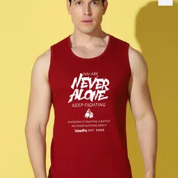 WOOSTRO Pack Of 2 Printed Cotton Gym Vests VWS26(ALONE MAROON)(BKLN WHITE)-image-34