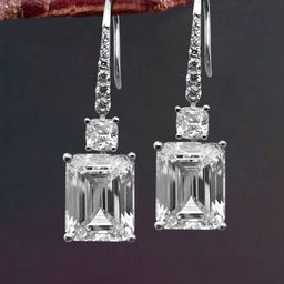 Peora Silver-Plated Cubic Zirconia Studded Square Shaped Drop Earrings With Red Rose Box image 2