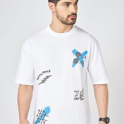 SF JEANS by Pantaloons Men Graphic Printed Round Neck Cotton Oversized T-shirt-image-59
