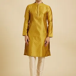 Manyavar Ethnic Motifs Printed Mandarin Collar Straight Kurta With Pyjamas-picture-46
