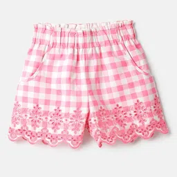 United Colors of Benetton Girls Checked Schiffli Details Regular Fit Regular Shorts-image-62