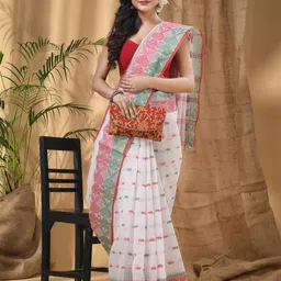 DESH BIDESH Woven Design Pure Cotton Taant Saree-image-13