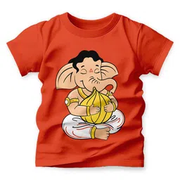 Adimanav Kids Big Modak Printed Cotton T-shirt-11