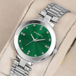 DressBerry Women Brass Embellished Dial & Stainless Steel Straps Analogue Watch DB-032-Green-137