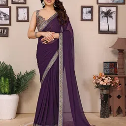 ROOP SUNDARI SAREES Solid Pure Georgette Saree-image-65