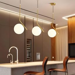 GAUVIK Gold-Toned & White Glass Contemporary Ceiling Lamp-19
