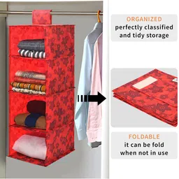 Kuber Industries Brown & Red 2 Pieces Foldable Multi-Utility Organisers image 3