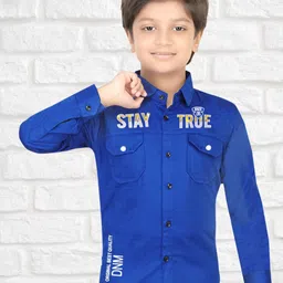 FASHION GRAB Boys Classic Fit Typography Printed Spread Collar Cotton Casual Shirt-image-38