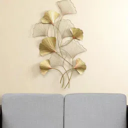 vedas Mystic Indiana Gold Toned Textured Metal Bayleen Ginko Leaf Wall Decor-image-43