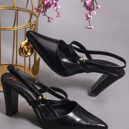 JM Looks Women Metallic Slingback Block Heel Sandals-image-73
