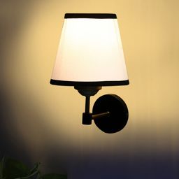 Devansh White & Black Metal Contemporary Abstract Shaped Shaped Wall Lamp-7