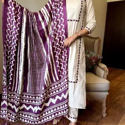 Royal Export Women Floral Embroidered Regular Thread Work Pure Cotton Kurta with Trousers-26