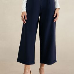 Femella Women Flared Pleated Trousers-image-54