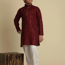Pro-Ethic STYLE DEVELOPER Boys Paisley Embroidered Regular Pure Cotton Kurta with Pyjamas-31