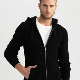DeFacto Ribbed Hooded Arcylic Cardigan-image-31