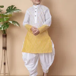 Cae Boys Geometric Embroidered Thread Work Pure Cotton Straight Kurta with Patiala-23