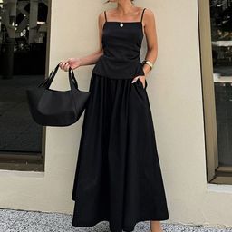 StyleCast Shoulder Straps Tie-Back Crop Top With Skirt Co-Ords-image-59