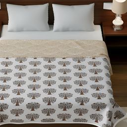 RF RELAXFEEL White & Brown Floral Cotton Heavy Winter 150 GSM Single Bed Dohar-picture-49