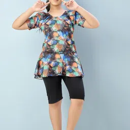 BAESD Girls Printed Swim Suit With Attached Shorts-image-83