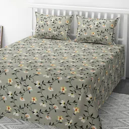 CLIO'S HERITAGE STORE Grey & Yellow Printed 210 TC Queen Bedsheet Set 2.28 m x 2.28 m-image-52