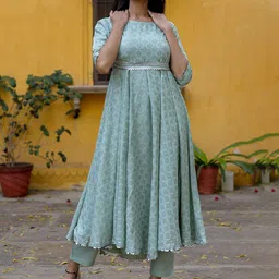 HERE&NOW Women Bandhani Printed Regular Kurta with Trousers-picture-16