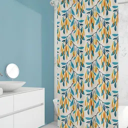 ArtzFolio Off White & Yellow Printed Waterproof Shower Curtain image 2