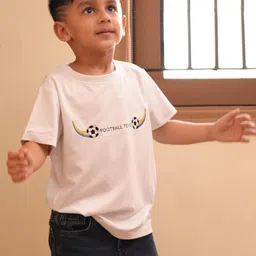 Funny Bones Clothings Boys Football Fever Themed Embriodered T Shirt-image-99
