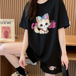 JC Mode Printed Round Collar T-Shirt With Shorts Co-Ords-image-87