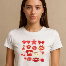 Art By Ritik Graphic Red Collage Printed Cotton Crop Tshirts-image-17