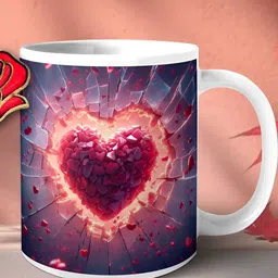Phirki Studio White & Purple Printed Ceramic Glossy Mugs Set of Cups and Mugs-37